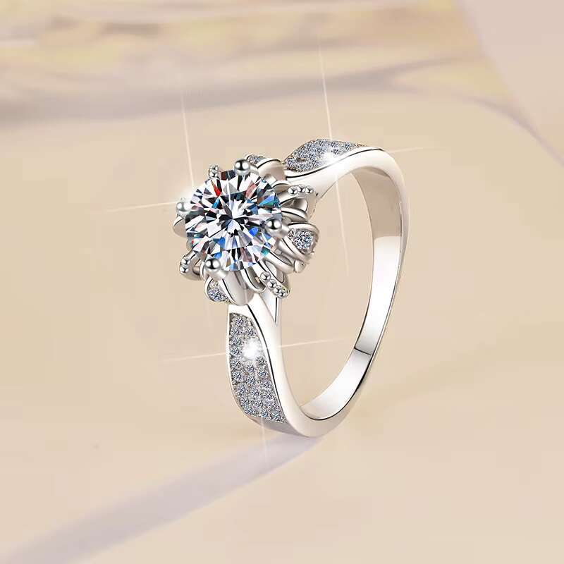 Fine Jewel Popular White Gold Ladies Womens Premium Diamond Ring Classic S925 Sterling Silver VVs1 Moissanite Ring