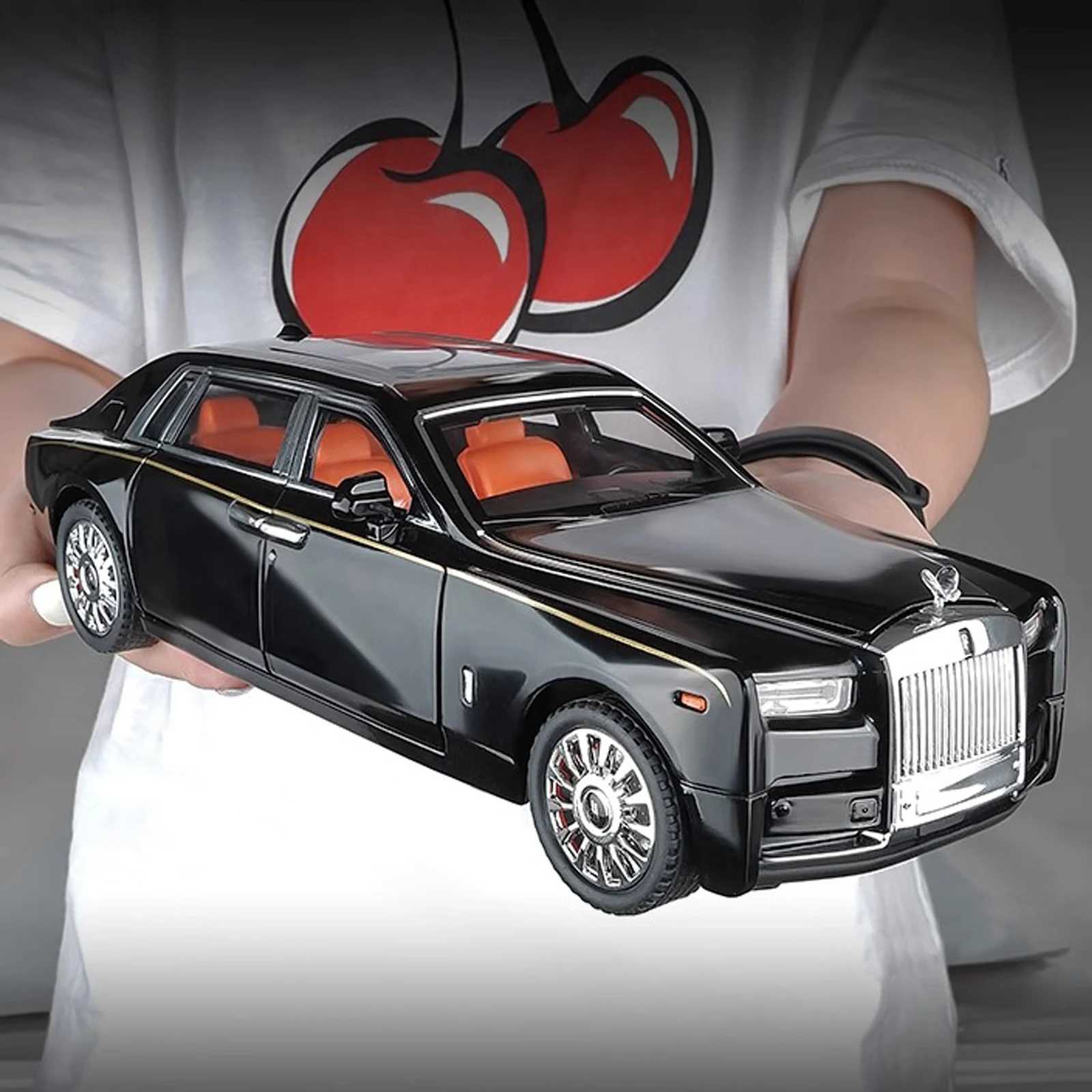 1 18 Rolls-Royce Phantom Model Car Zinc Alloy Pull Back Toy Diecast Car with Sound and Light Restic Modeling Model Toy111 Z250602