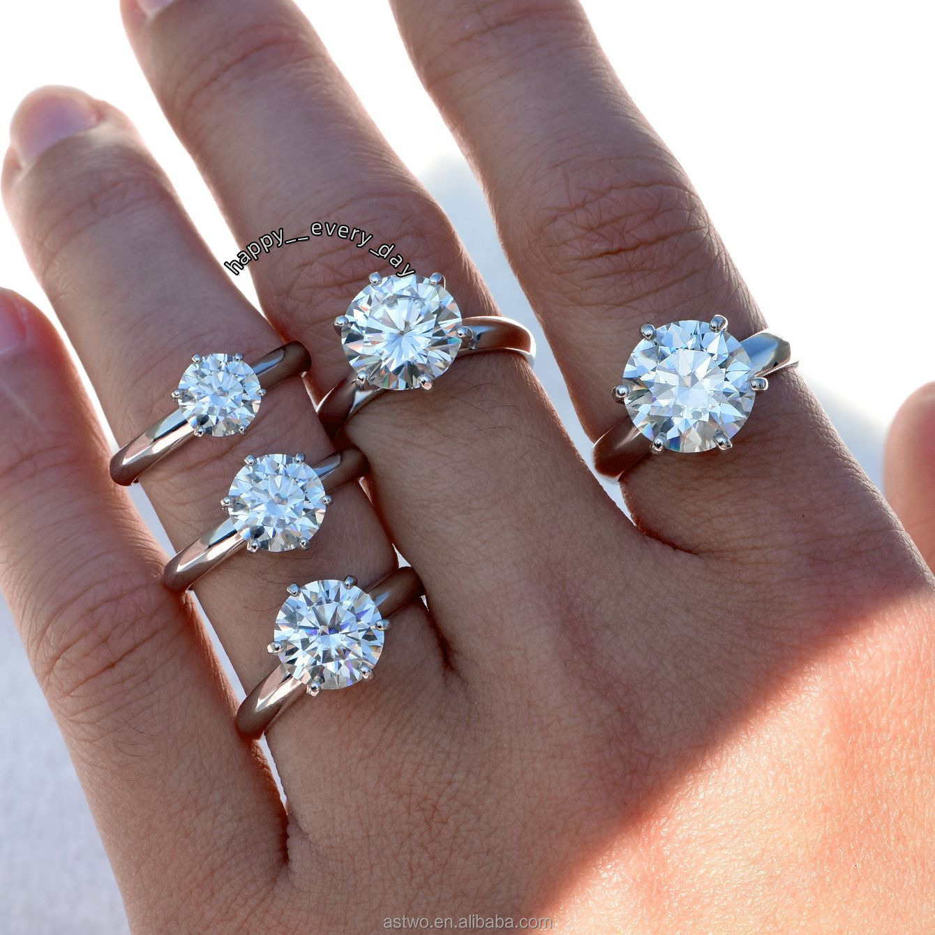 Big Size Moissanite Diamonds Round Shape Radiant Cut D VVS 3EX Moissanite Rings Women Engagement