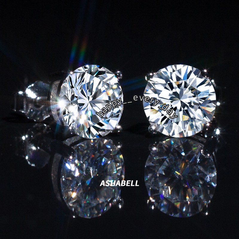 Pass Diamond Tester Cut Diamond Hiphop Stud Earrings Moissanite S925 Silver for Men Women Jewelry With GRA Certificate