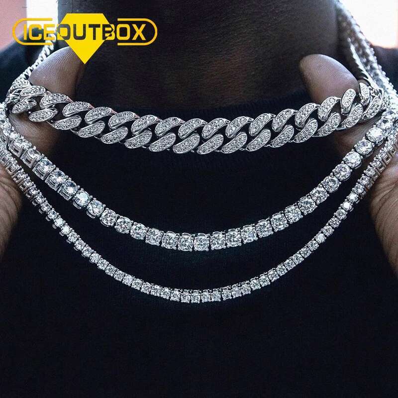 iceoutbox 3mm 4mm 5mm 8mm tennis chain bling aaa zircon 1 row tennis necklace copper men hip hop jewelry 1630inch dropshipping