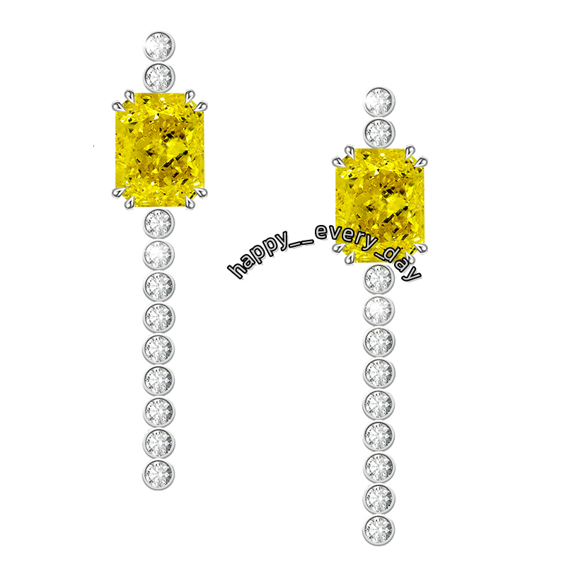 Madonna Lab Yellow Gemstone Earrings 0.5-2ct Unique Radiant Cut Moissanite with 925 Silver Stud Earrings