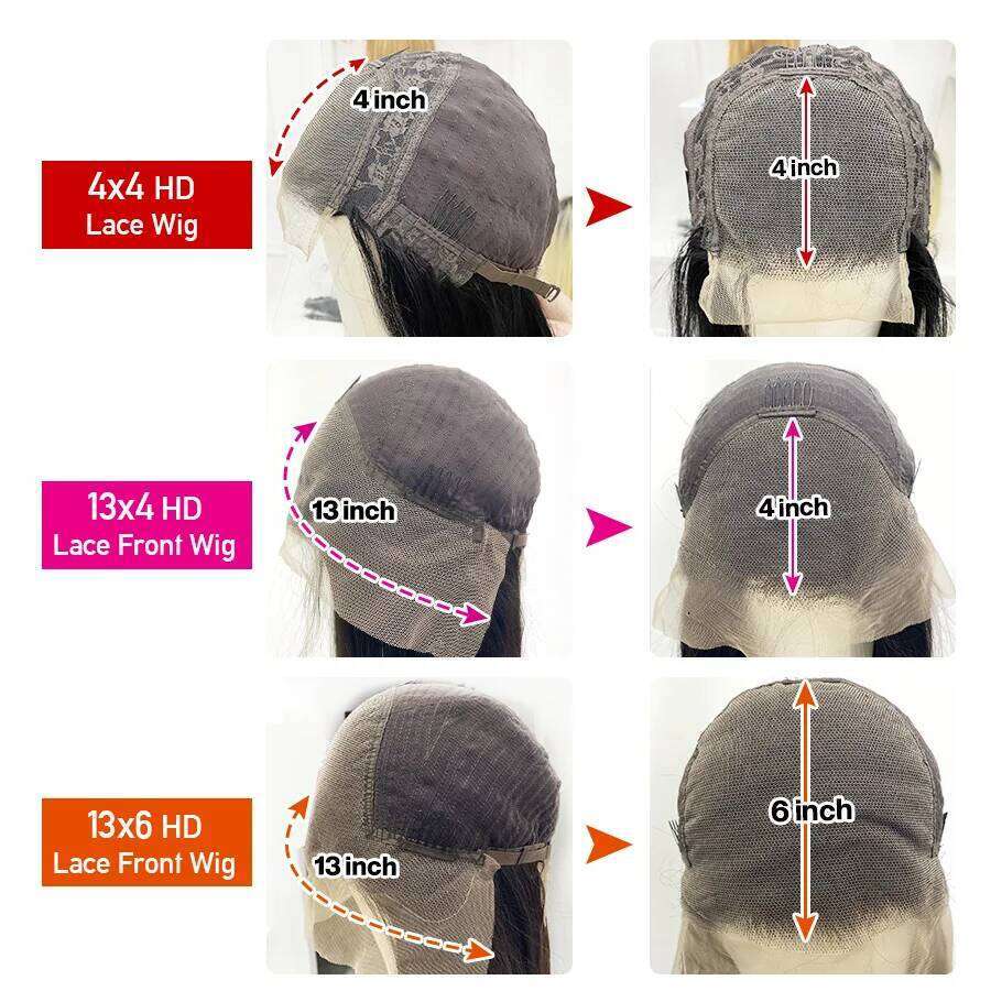 Princess 13x4/13x6 HD Transparent Front Human Wigs PrePlucked Brazilian Deep Wave Lace Frontal Wig with Baby Hair