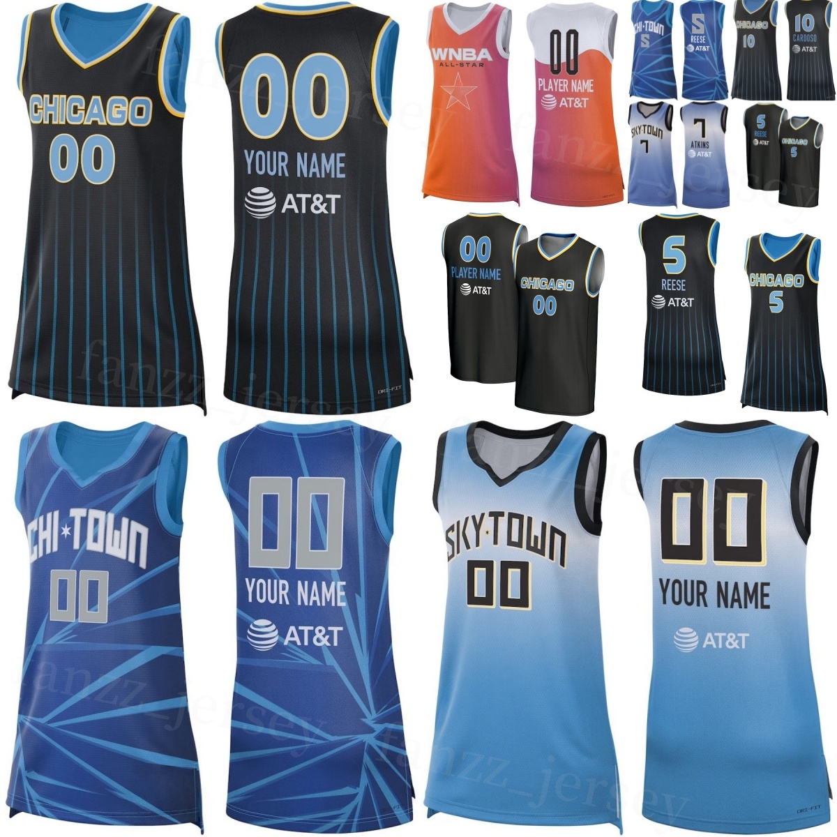Printed 25 26 WNBA Sky Woman Basketball 5 Angel Reese Jerseys 7 Atkins 24 Rachel Banham 9 Rebecca Allen 10 Kamilla Cardoso 22 Courtney Vandersloot Women Man Youth