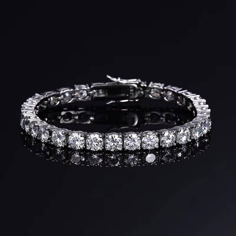 5mm Women's Pure Sier Lab-Grown Silicon Stone Tennis Bracelet