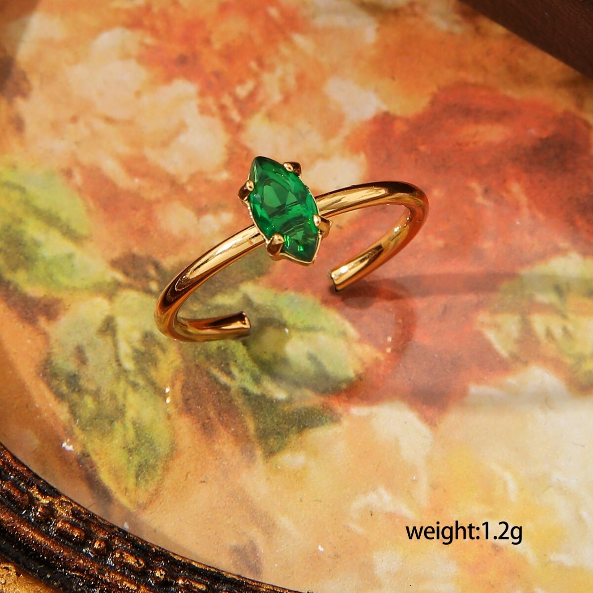 Titanium Steel Water Drop Inlaid Women's Fashionable Elegant Bowknot Gold Plated Colorful Diamond Open Ring