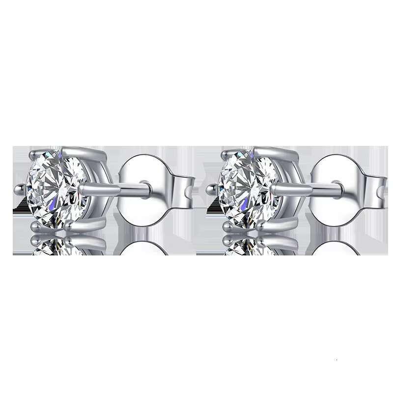 S925 Sterling Round Moissanite Jewelry Set Six Claw Halo Elegant Gems Ear Stud Earring for Women