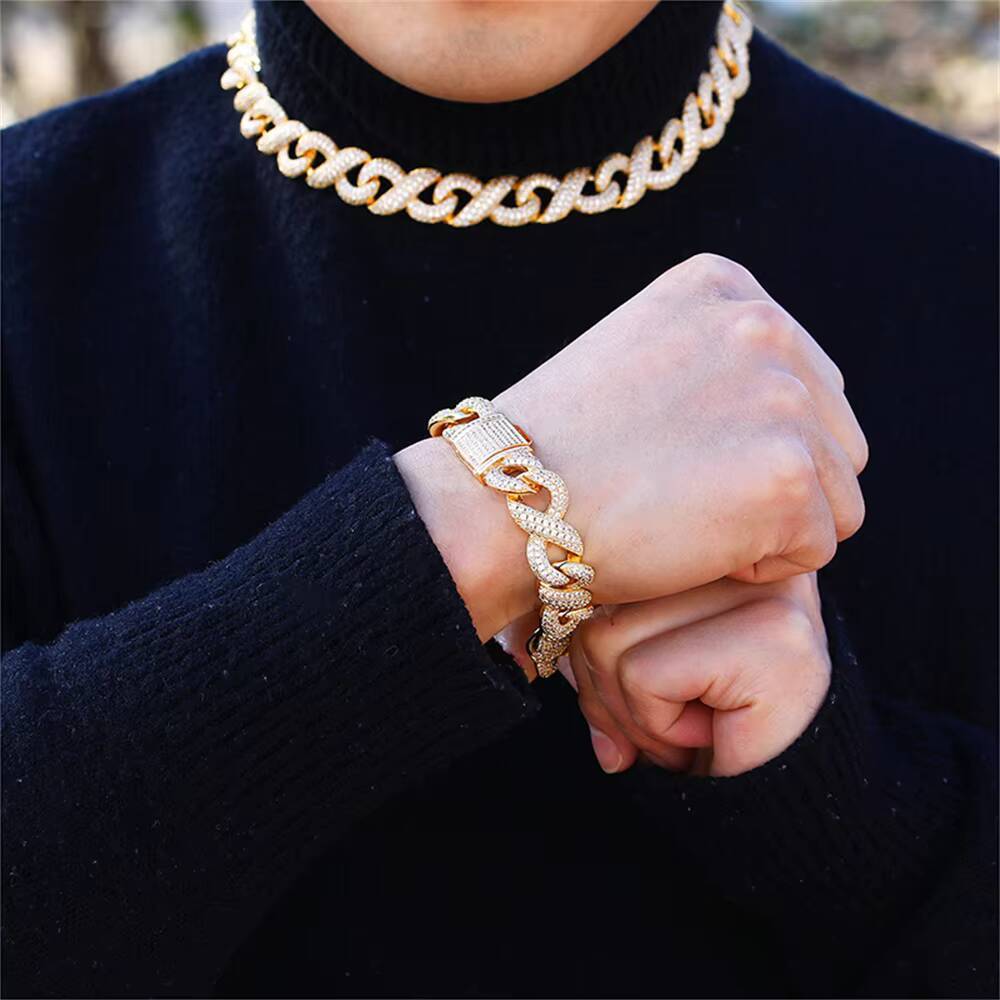 Rap jewelry electroplated chilled Miami necklace 2024 punk brass zircon Cuban chain