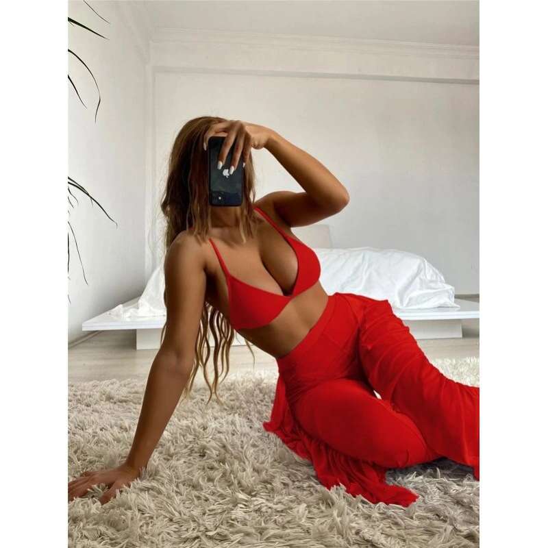 New three-piece set multi-color pants skirt European and American sexy bikini swimsuit 2025 new casual fashion trend clothing