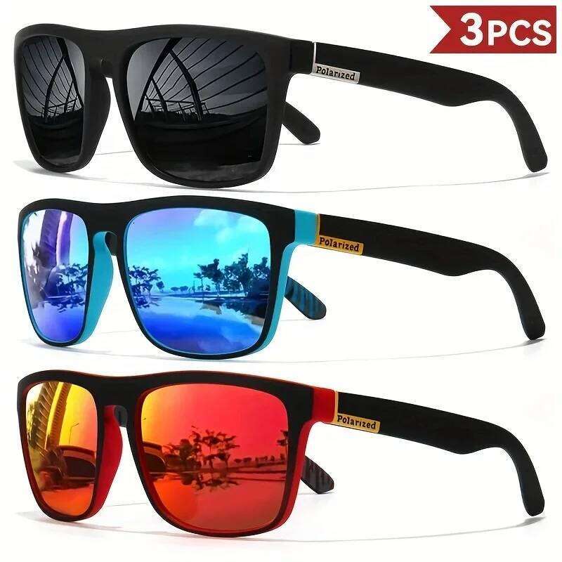 3PCS Fantasy cool classic polarized square fashion glasses for men and women outdoor sports party vacation travel driving fish designer bag