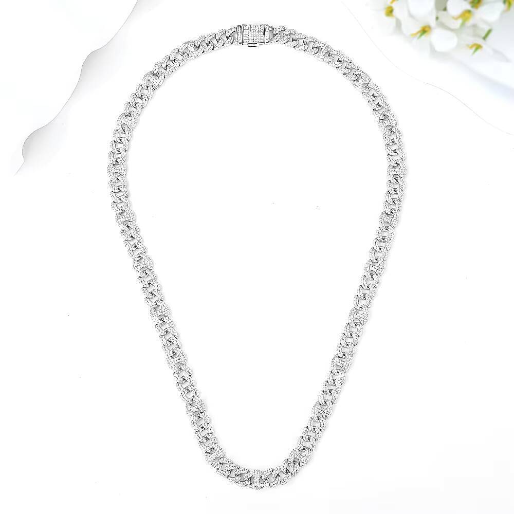 New production of pure sier personalized chain design fashion jewelry zircon Cuban men's necklace
