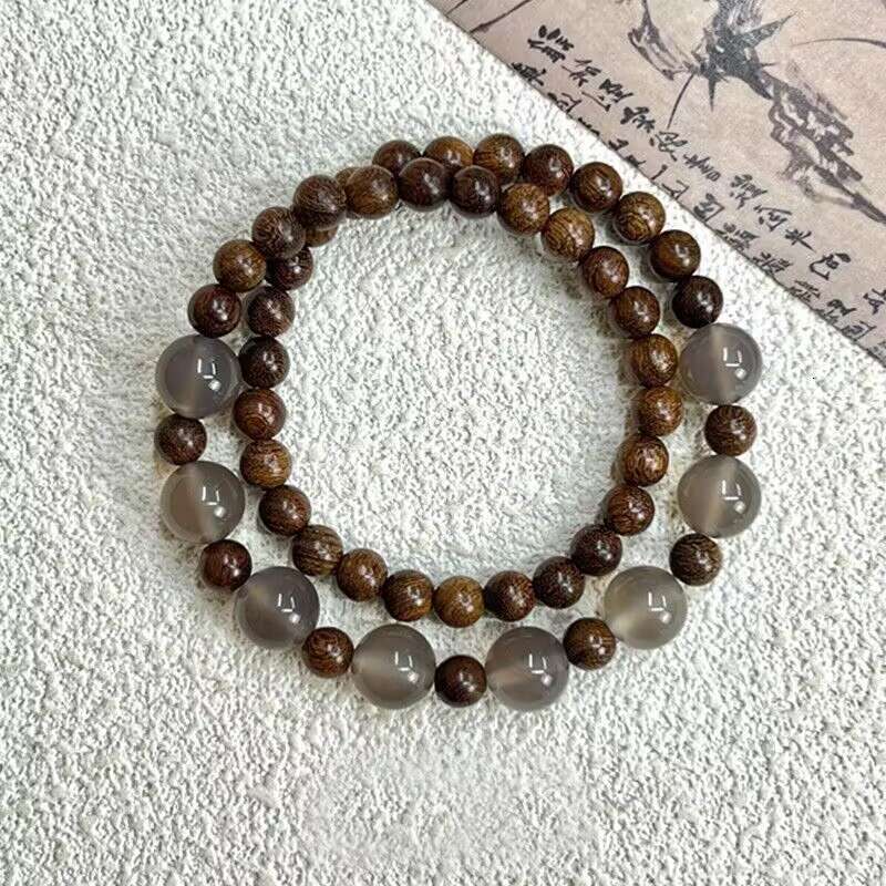 Half City Landscape New Chinese Gold Thread Beaded Sandalwood Double Layer Ancient Style 2024 Versatile Bracelet designer bag