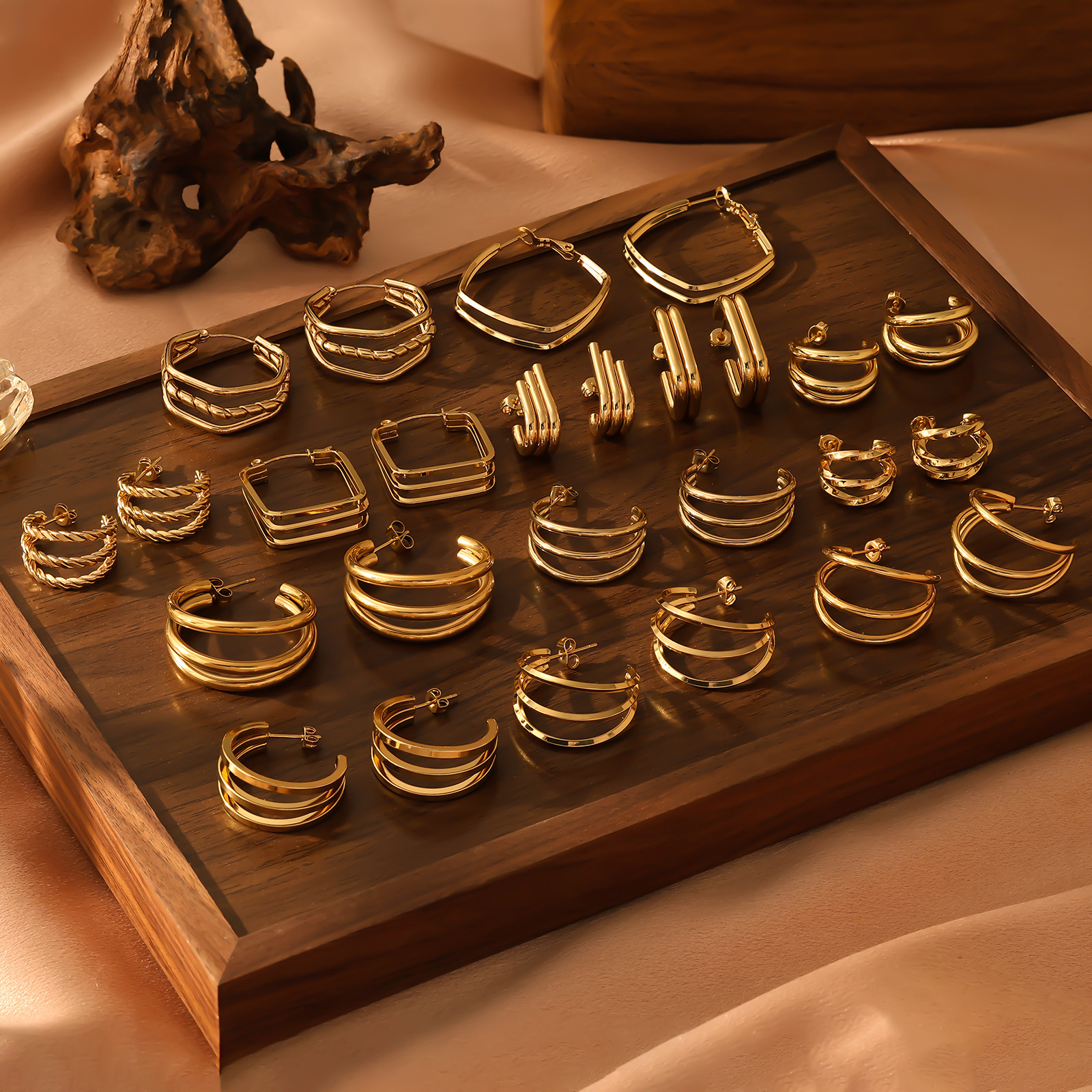 Square Geometric Women's C-Shaped High-End Sense Hoop Hepburn Style Earring