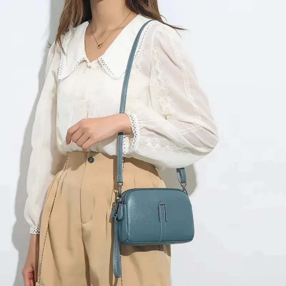 100% Genuine Leather Women's Crossbody Bags For Woman Mom Female Solid Color Clutch Phone Shoulder Messenger Bag Sac