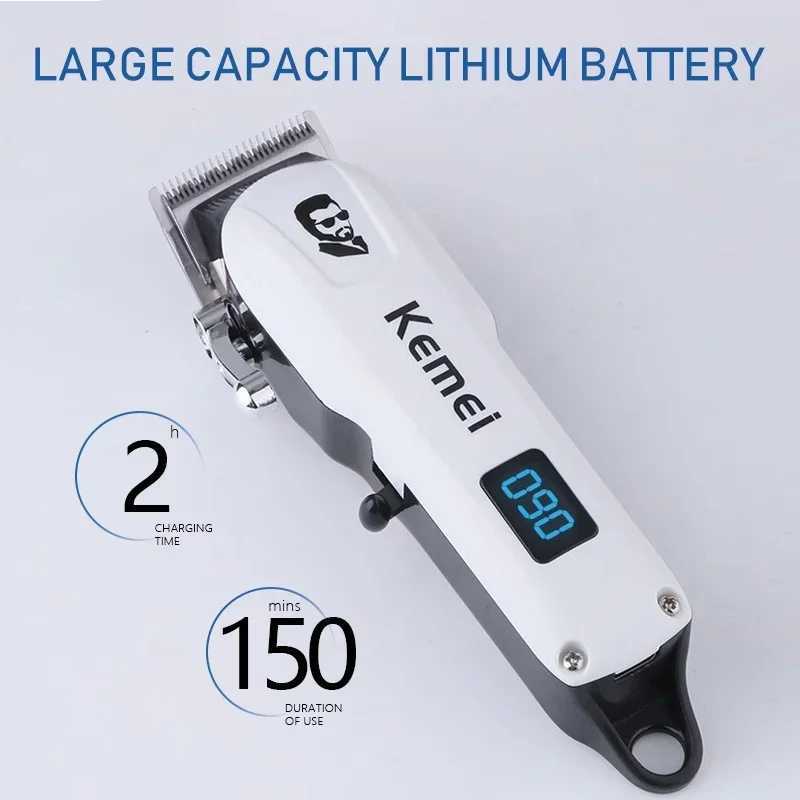 Kemei KM-232 Professional Mens Haircut Machine Cordless Hair Trimmer Machine LCD Hair Clipper USB Charging Hair Cutting Machine S2562