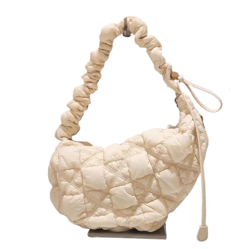 designer Niche Lightweight Soft Korean Cloud Bag Bubble Pleated Down Bag Underarm Drawstring Single Shoulder Crossbody Dumpling Bag