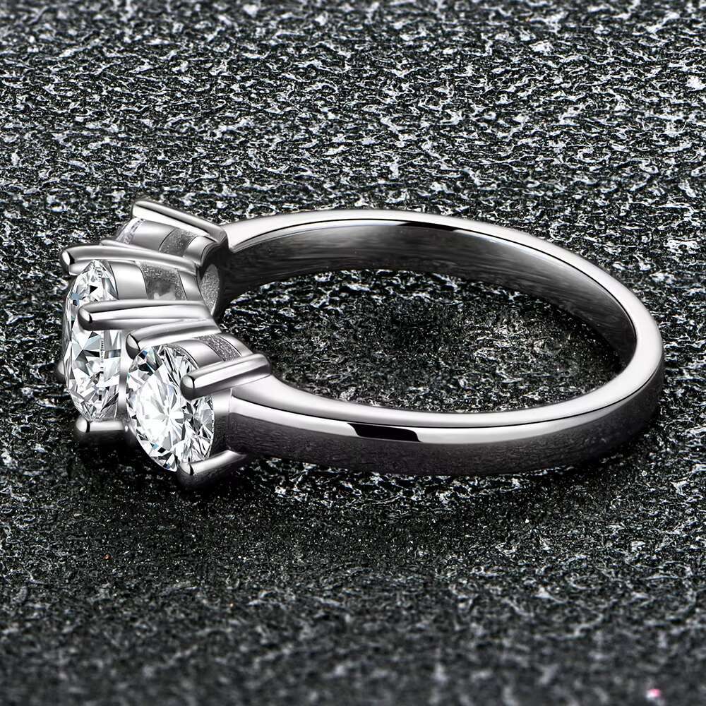 Attagems 2ct Round Cut D Color VVS Moissanite Diamond Ring 925 Sterling Silver Ring High Quality Engagement Wedding Gift