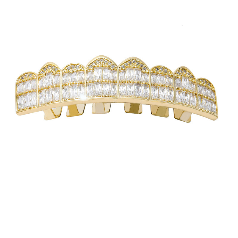 Hip hop micro inlaid Moissanite 8 teeth braces moissanite