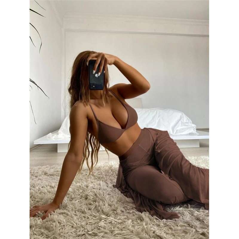 New three-piece set multi-color pants skirt European and American sexy bikini swimsuit 2025 new casual fashion trend clothing