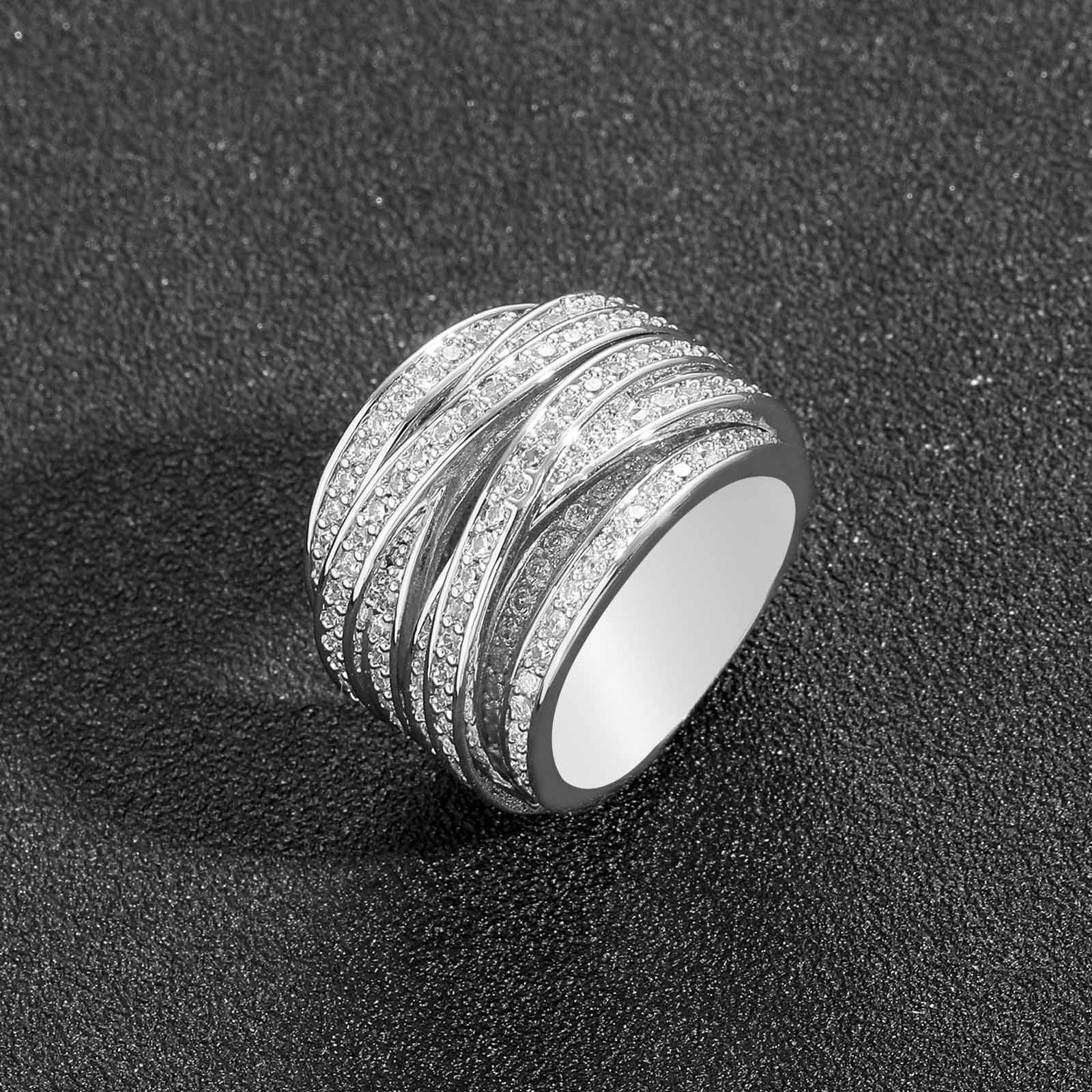 Meisas new hip-hop multi-layer winding ring with personalized creativity niche mens hip-hop pop ring moissanite