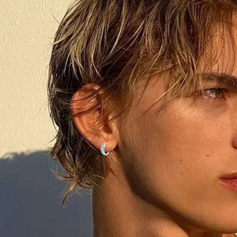 Horus Eye Green Moissanite 4*8mm Stud Earrings for Men Women Moissanite Huggie Earring