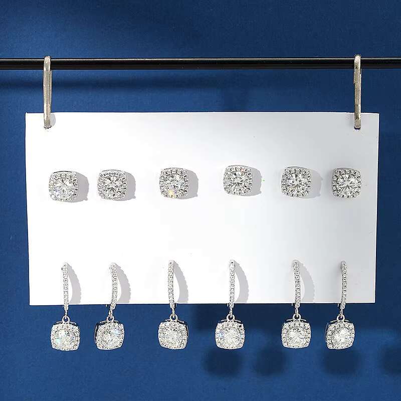 High Quality Moissanite Gemstone Silver 925 Earring Minimalist Jewelry 925 Silver Girls Stud Earrings