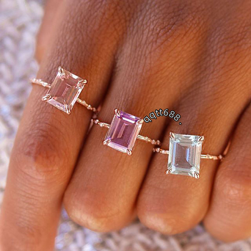 Wholesale 925 Sterling Silver Gold Plated Jewelry Custom Moissanite Wedding Gemstone Crystal Rose Quartz Fine Ring for Women