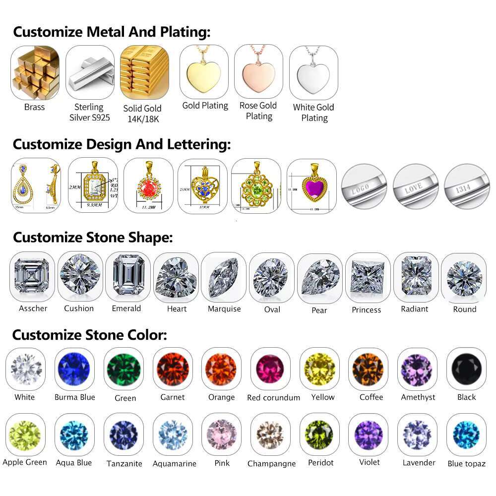 High Quality Wholesale Custom ZIRCON 925 Sterling Silver Custom Moissanite Charms Cubic zirconia Earrings for Women