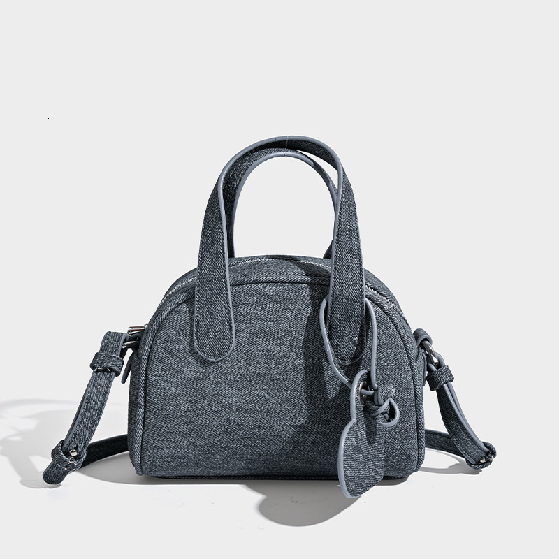 designer Boston Handbag for Women Small Size 2025 New Spring Trend Niche Denim Blue Design Winter Crossbody Bag