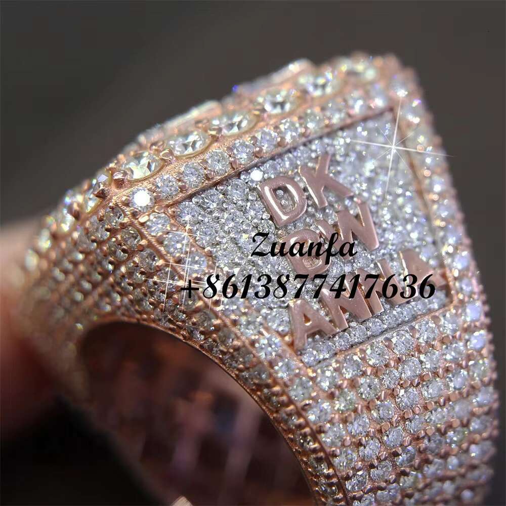 Custom Hip Hop Jewelry DIY Championship Style Diamond Ring Silver Rose Gold Plated VVS Moissanite Men Gold Plated Ring