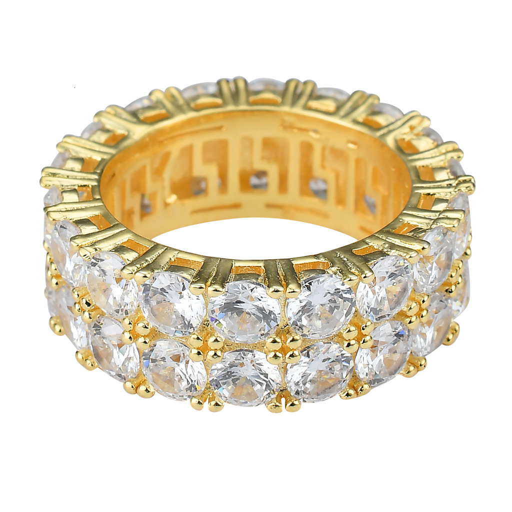 Hip Hop Ring Fashion Brand Mens Hip Hop Ring Micro Set Moissanite Double Row Moissanite Ring Accessories moissanite