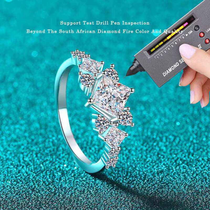 Moissanite Wholesale Premium square Diamond Ring 925 Sterling Silver for Women Wedding Fashion Jewelry Gifts