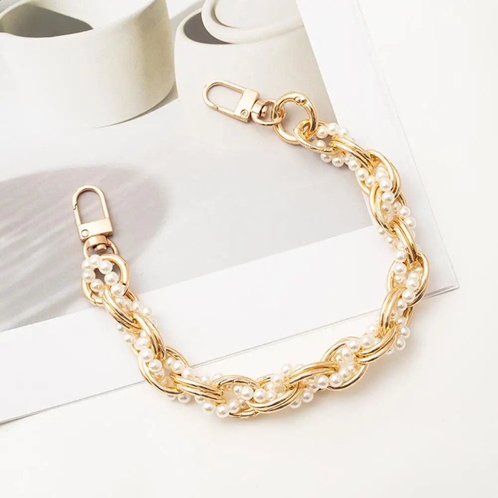 Vintage Pearl Bag Strap Purse Handbag Handles Clutch Bag Accessories Metal Pearl Phone Lanyard Replacement Handles Bag Hardware 250530
