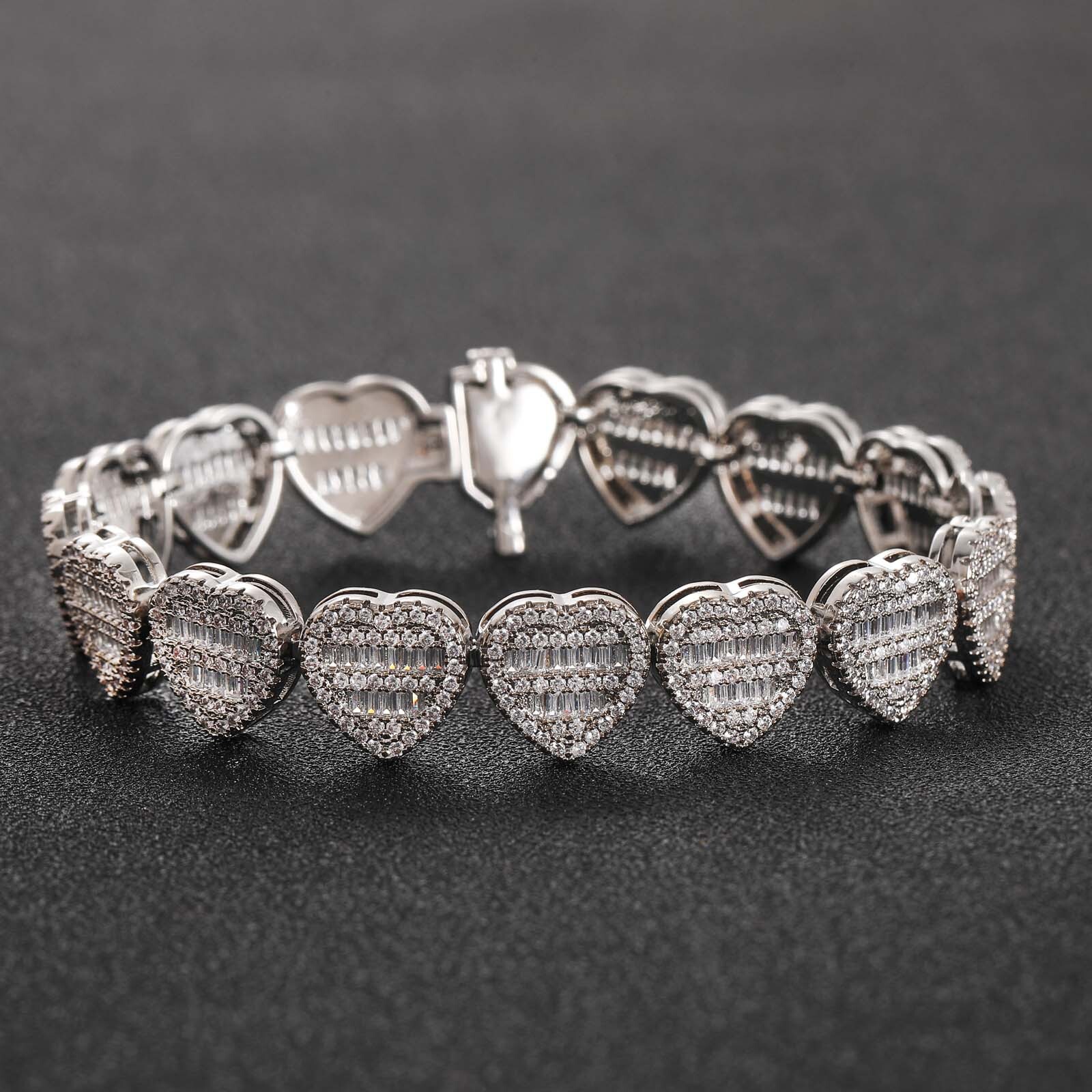 New T-Square Love Bracelet Copper Set with Moissanite Hip Hop Personalized Fashion Mens and Womens Hip Hop Bracelet moissanite