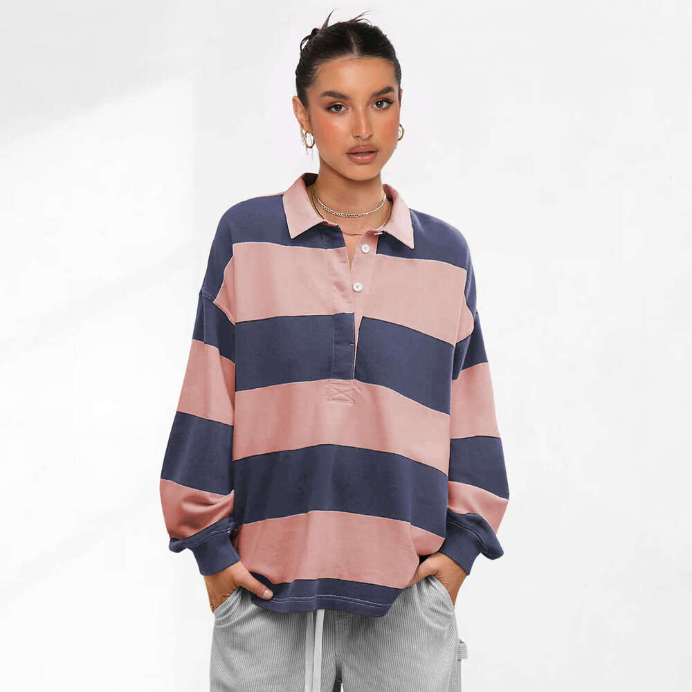 2025 Hot Selling New Women's Fashion Autumn Personality Casual Striped Plus Size Loose Sweatshirt