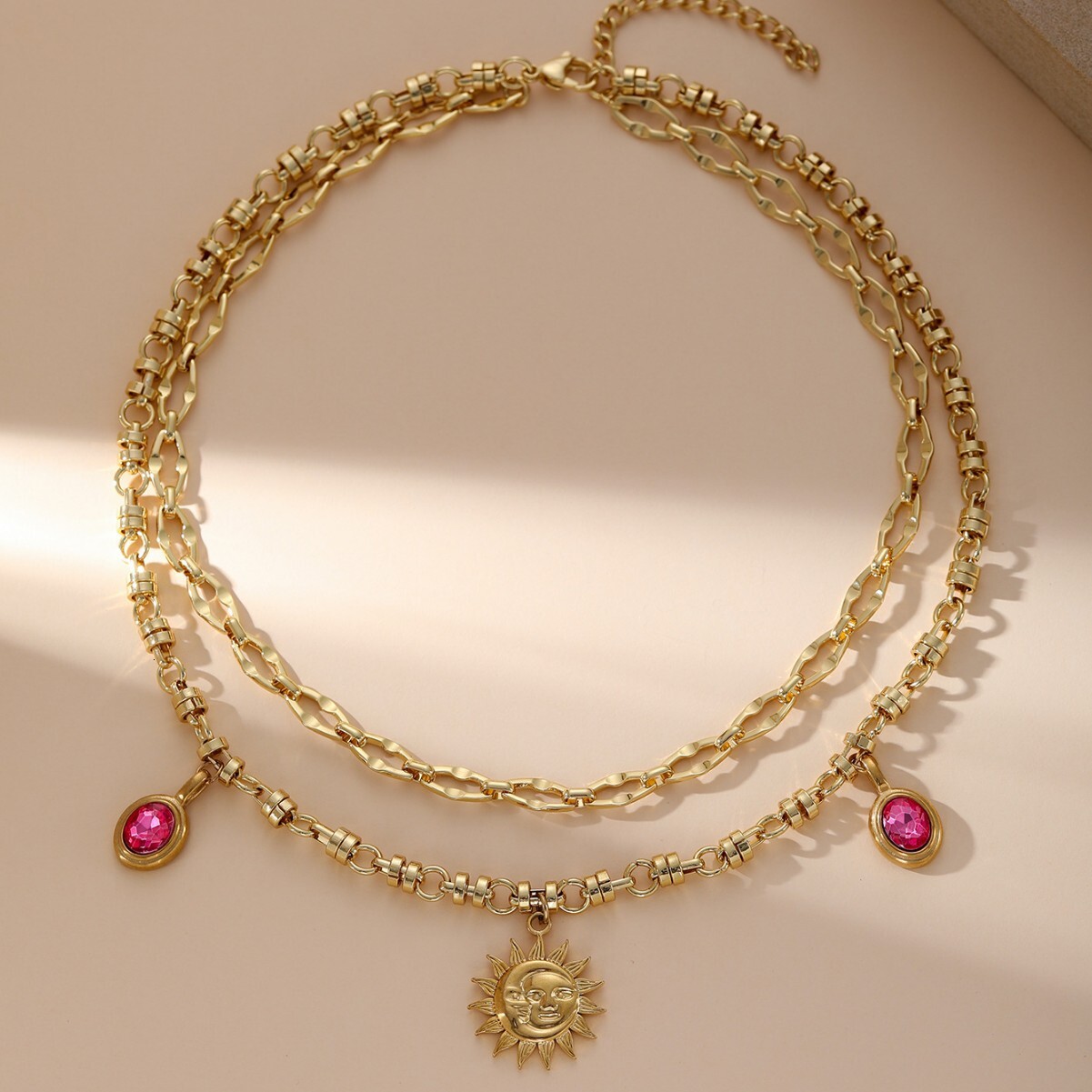 Colorful Glass Bead Choker Necklace Bracelet Ins Style Exquisite Titanium Steel Gold Plated