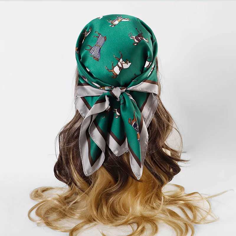 Luxury Horse Print Female Silk Neck Scarf Square Hair Scarves Foulard Head Band Shawls Wraps Neckerchief Bandana Women W250602