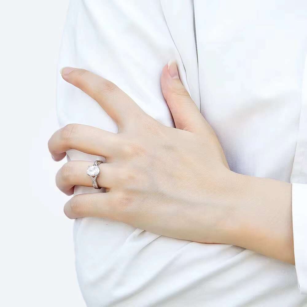 High Quality 2ct Vvs1 D Color Oval Cut Moissanite Jewelry 925 Sterling Silver Twist Band Women Engagement Wedding Rings