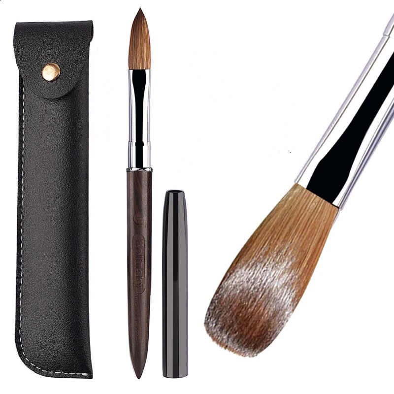 100% Kolinsky Acrylic Nail Brush Purple Sandalwood Handle Crimped UV Gel Carving Pen Brush Liquid Powder DIY Nail Drawing 250528