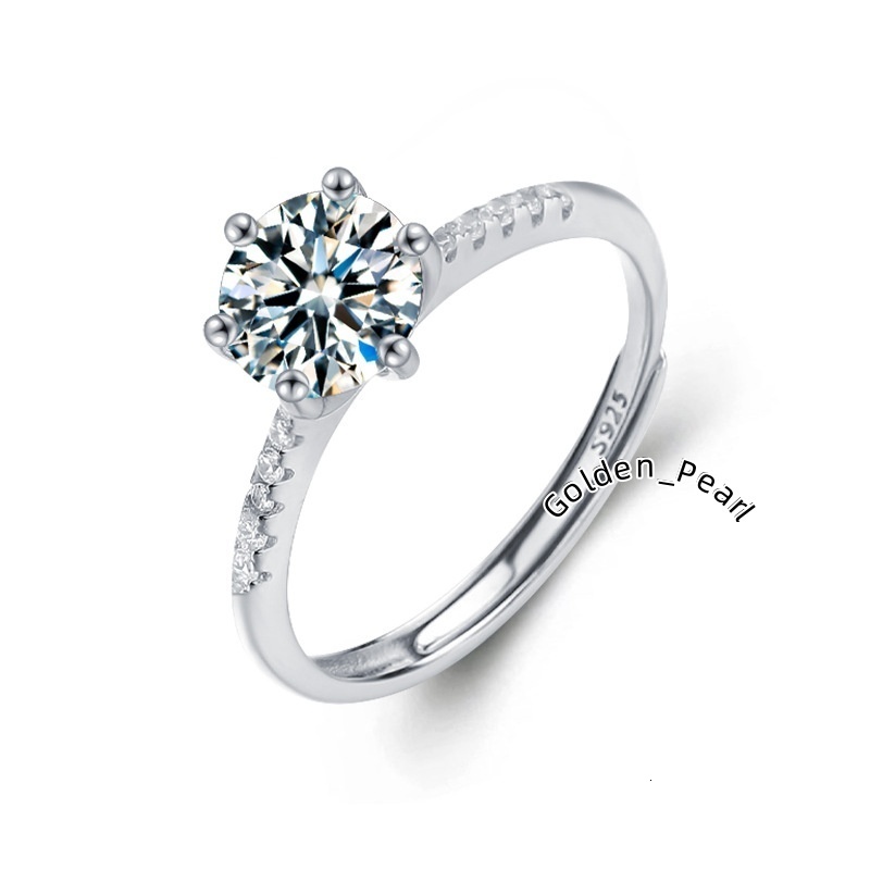 Classic Design 1ct VVS Moissanite 925 Sterling Silver Engagement Wedding Ring for Women Fine Jewelry Iced out