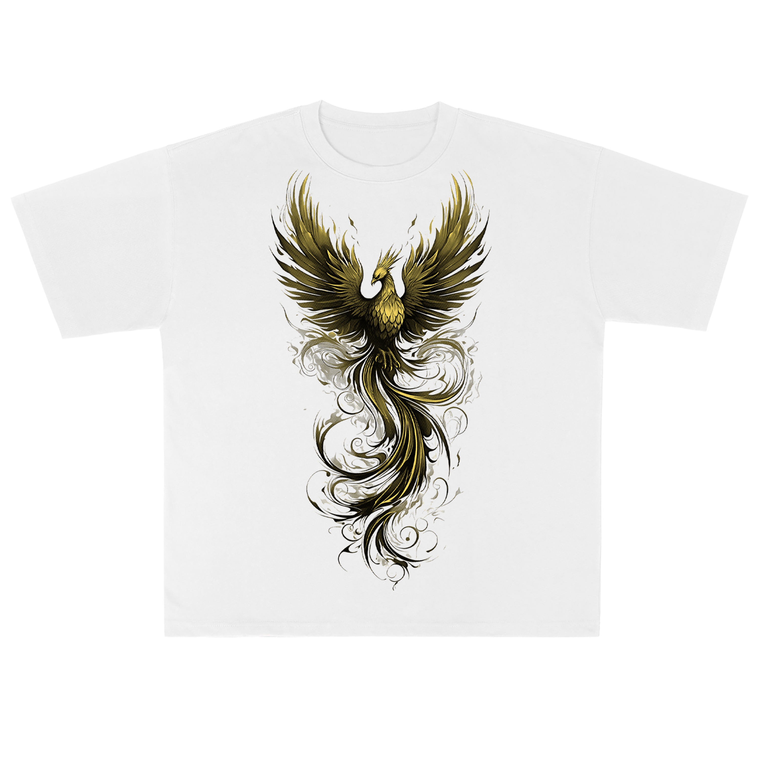 T-shirt men's top designer cotton T-shirt golden phoenix short sleeved clothing high-quality fashionable T-shirt