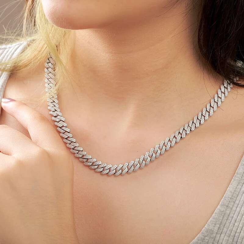 9mm 2 Row Crystal Micro Pave Iced Out CZ Miami Curb Cuban Link Necklaces Chains Bling Jewelry Fashion Hip Hop For Women Men Gift