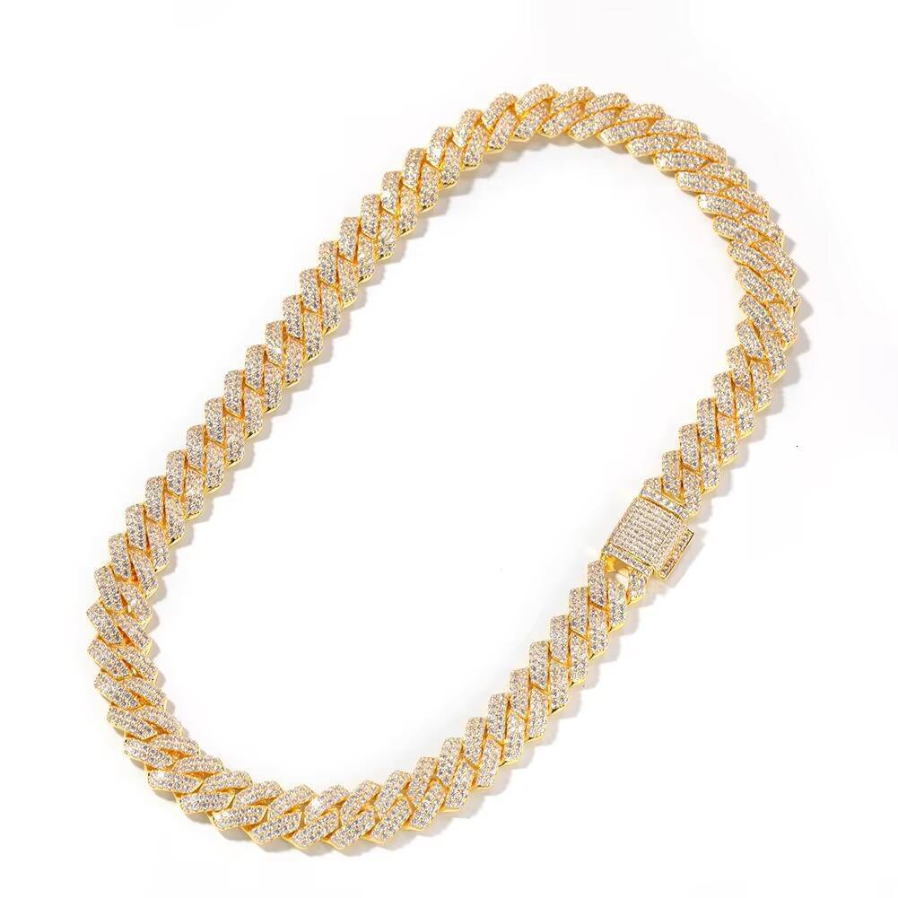 Hip Hop 13MM Gold Plated k Chain Ice Out Cubic Zirconia Cuban Pendant for Men