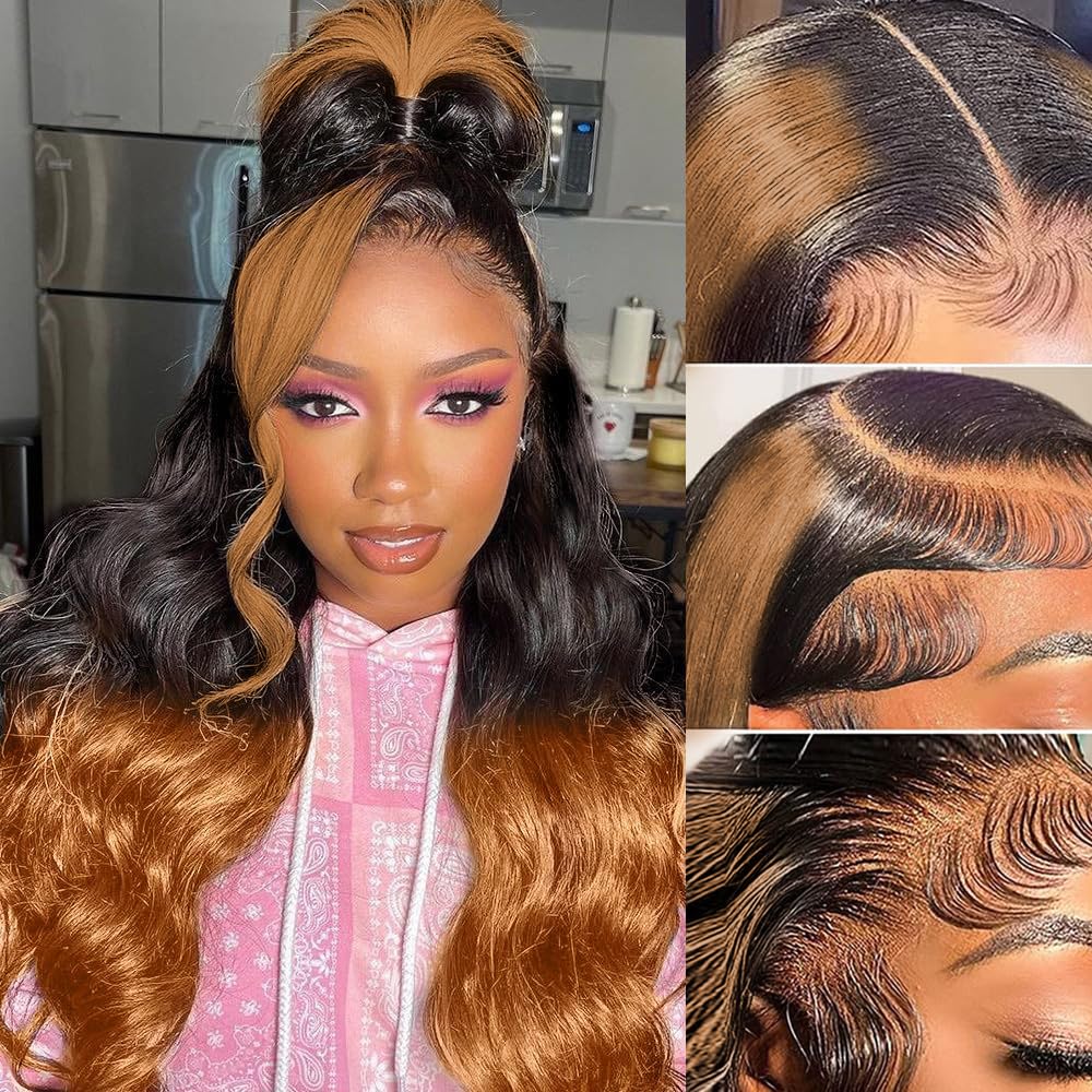 32 inch 13x6 HD lace front wig human hair | Brazilian Raw Virgin Hair 1B/30 women's body wave human hair, free to sew natural