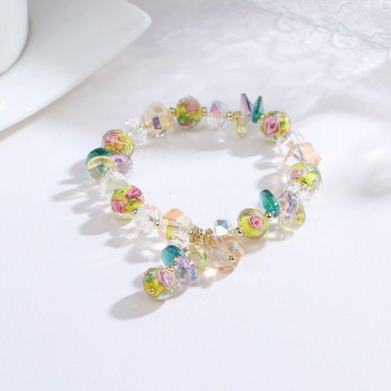 Princess fresh and sweet girl heart super sparkling crystal Forest style elf peach pendant bracelet for best friend gift