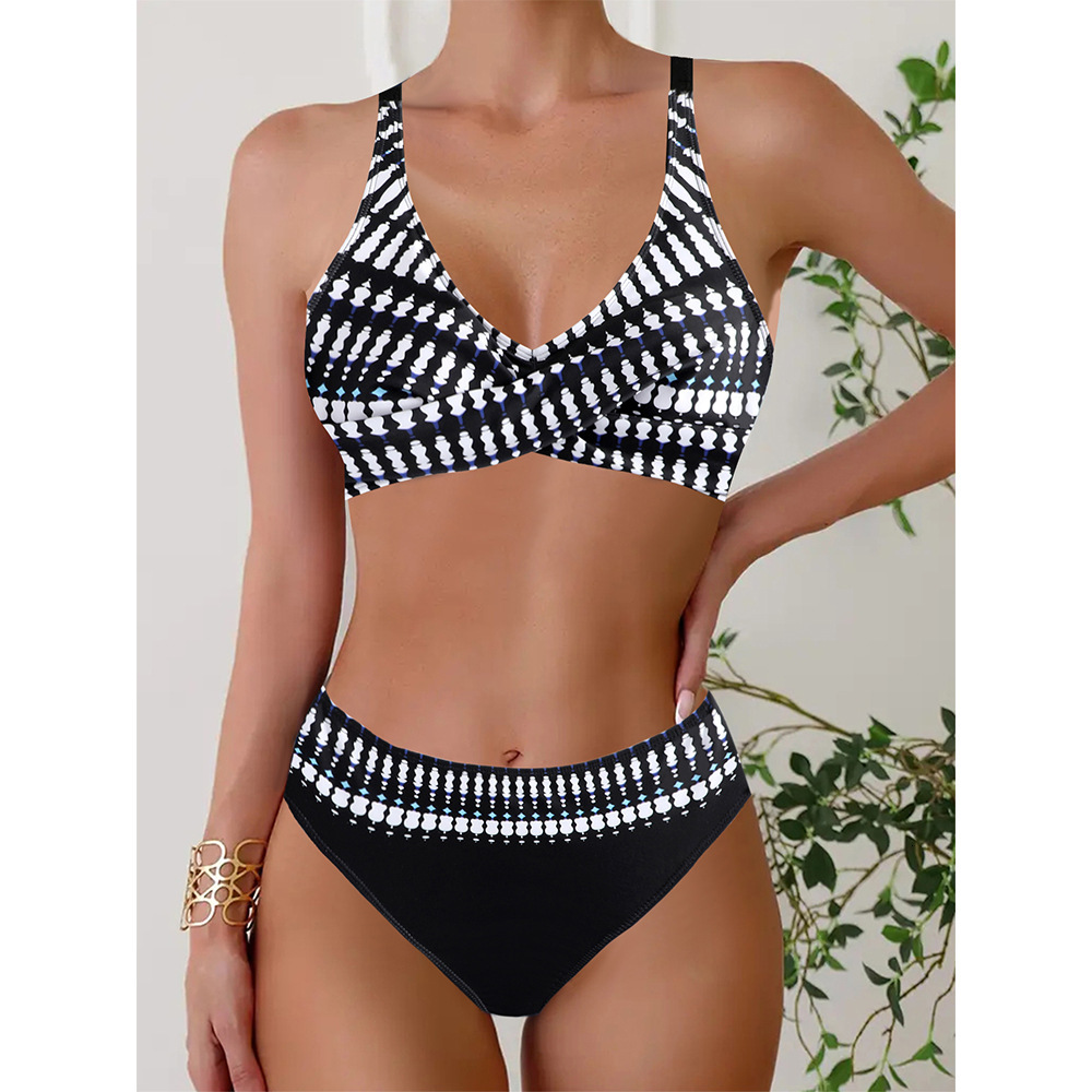 Outdoor Summer Beach Sexy Womenfree Shipping 2025 New Designer Shoes 2025 New Women's Split Striped Plus Size Bikini Sexy High Waisted Swimsuit F