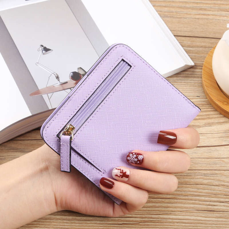 New Women's Short Ultra-thin Cross Pattern Student Small Wallet