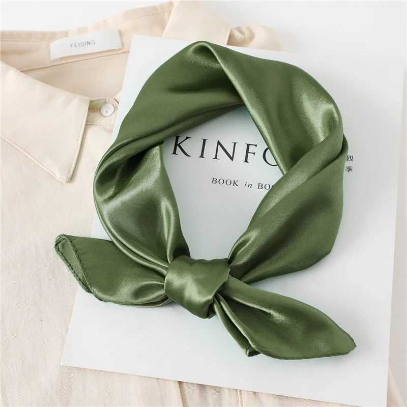 Luxury Solid Square Scarf For Women 60cm Satin Neck Hair Tie Band Bag Warp Soft Neckerchief Hijabs Head Female Foulard W250602