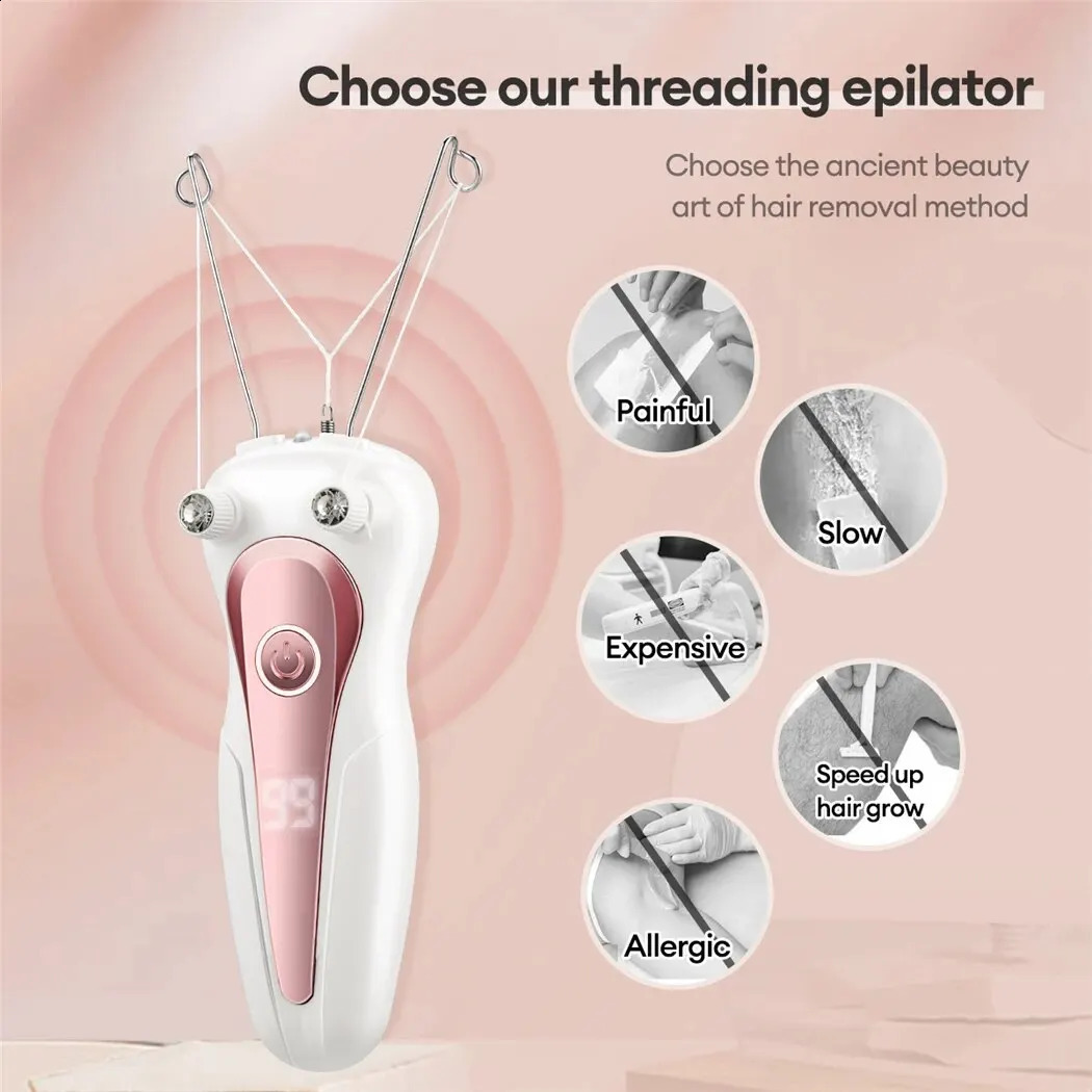 Electric Body Hair r Womens Cotton Thread Leg Arm Shaver Razor Lady Beauty Neck Rechargeable Hair Epilator 250523
