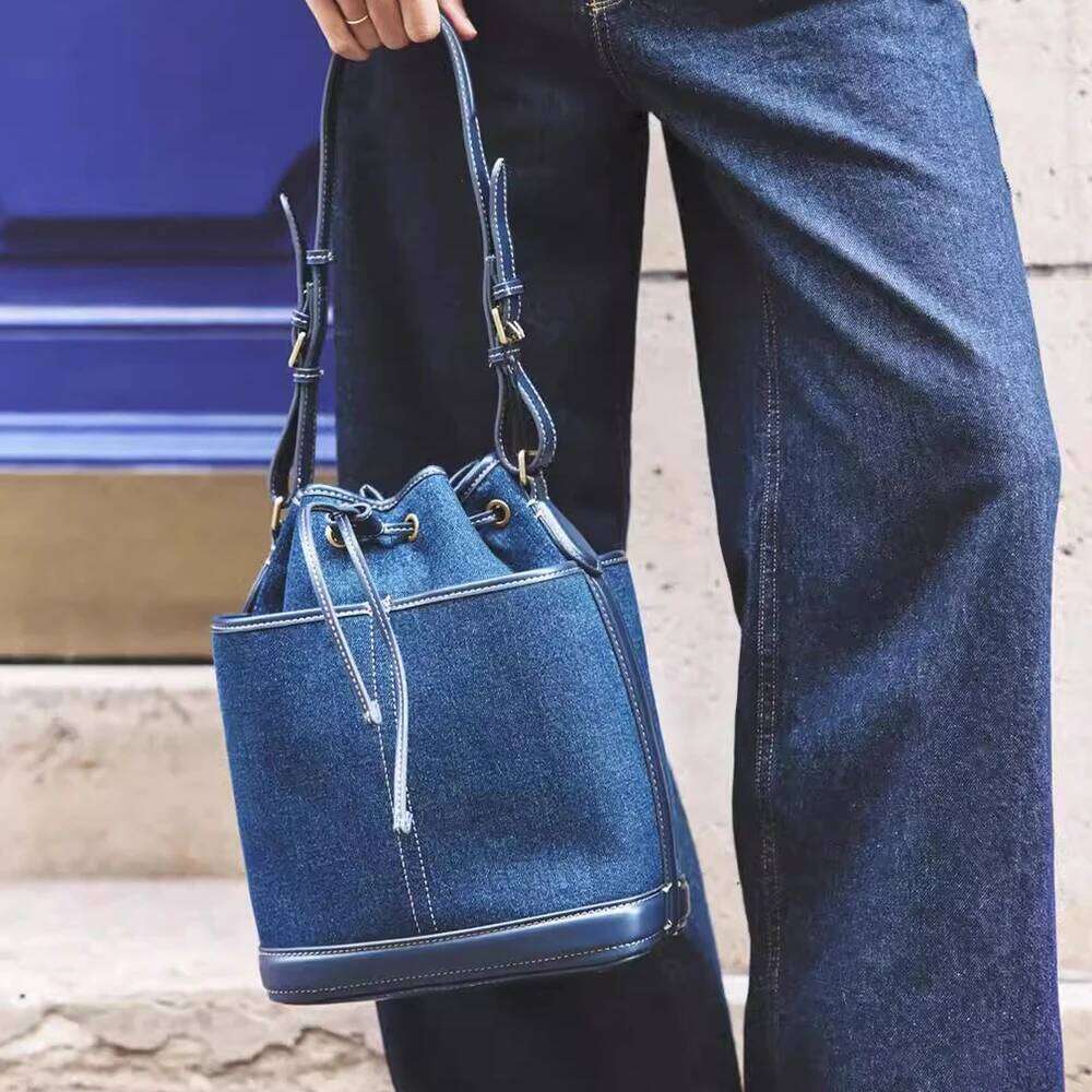 Fashion Denim Bucket Bags For Women Designer Handbags High Quality Canvas Shoulder 2025 New Drawstring Women's Bag